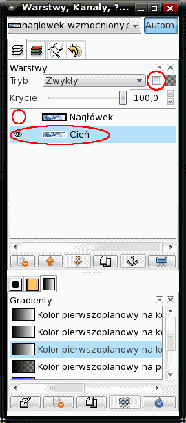 Cień na warstwie GIMP