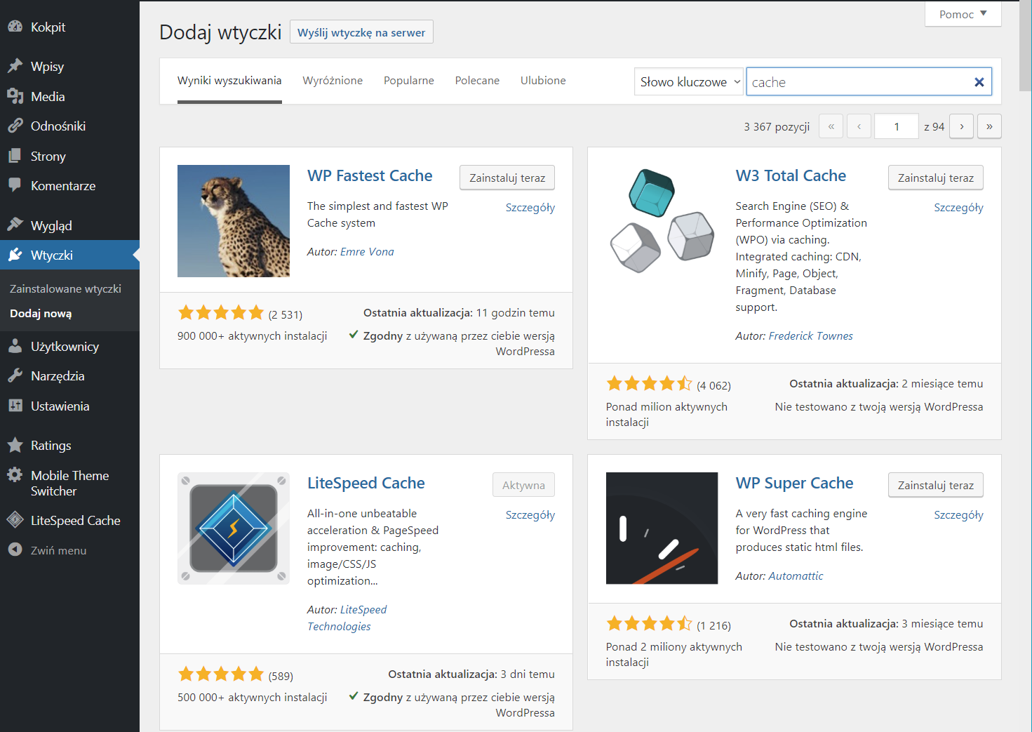 Wtyczki cache do Wordpress - optymalizacja szybkości