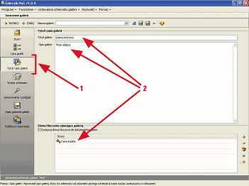 Rys. 5. W tym oknie określamy przede wszystkim tytuł i opis galerii 