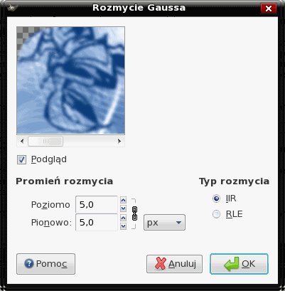 Rozmycie Gaussa w GIMP
