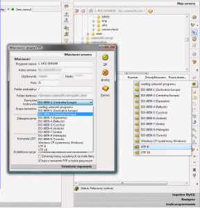 Ustawienia kodowania znaków dla serwera FTP