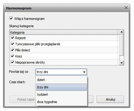 AVS Registry Cleaner - Harmonogram automatycznego skanowania