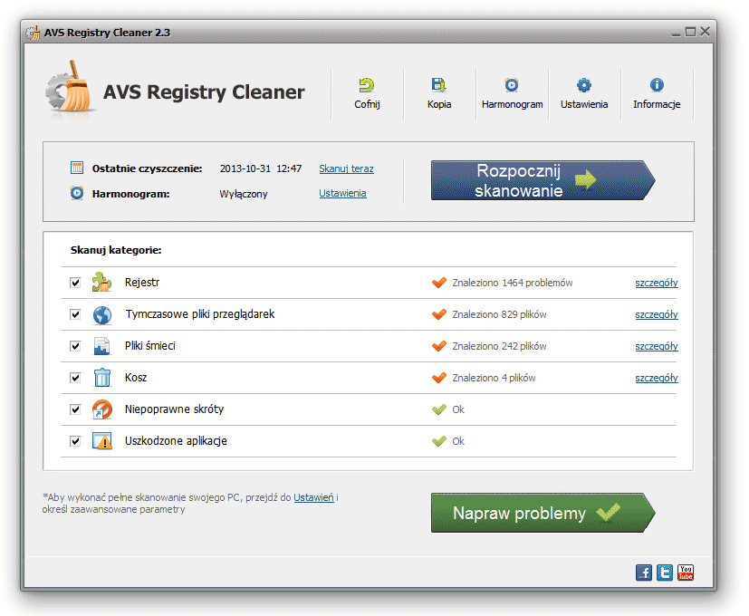 AVS Registry Cleaner - Po wyczyszceniu