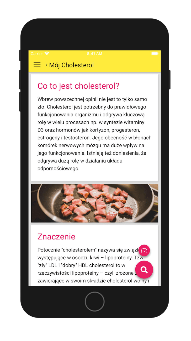 1 14 Zawartość cholesterolu w żywności - pomoc w diecie niskocholesterolowej - aplikacja dla Android, iOS i na urządzenia mobilne