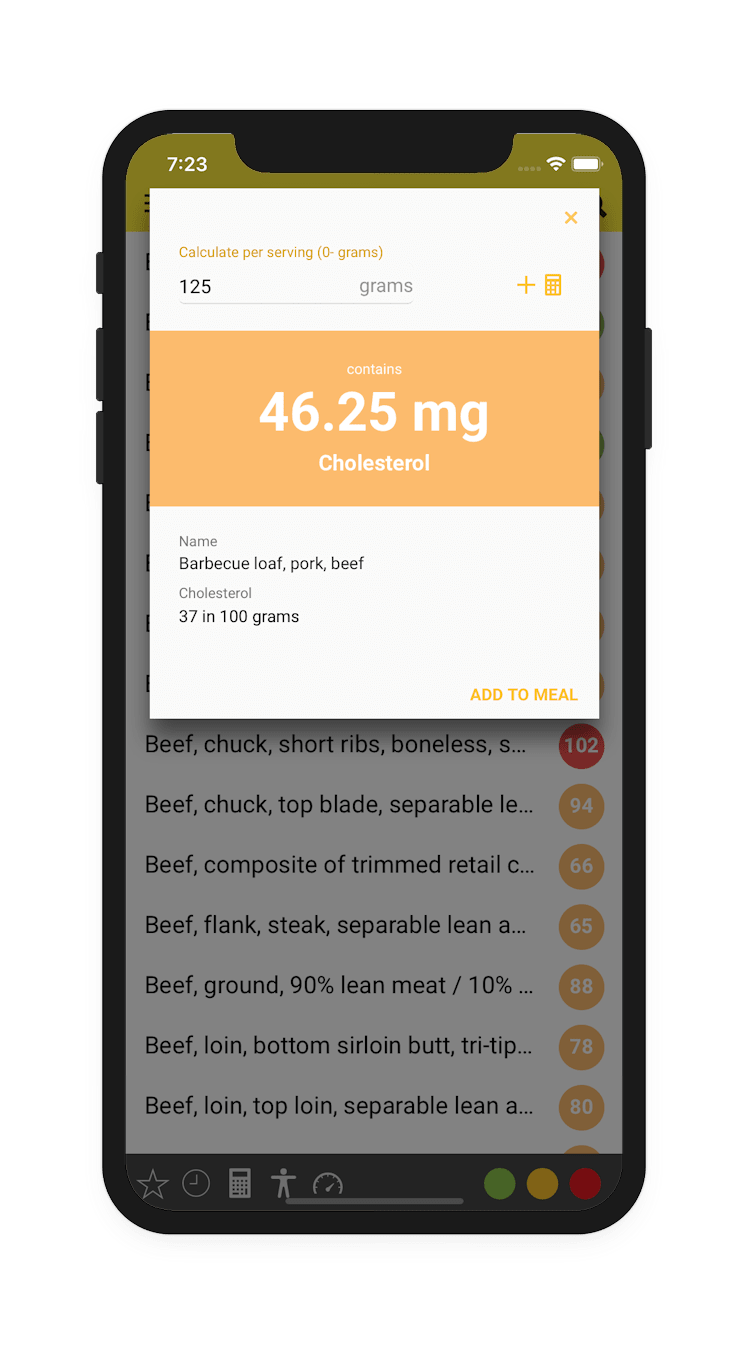 02 cholesterol app en min Cholesterol content in food - help for low cholesterol diets - free Android, iOS and mobile devices application