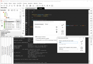 Terminal linia komend do zarządzania NPM, uruchamiania Node.js i kompilacji